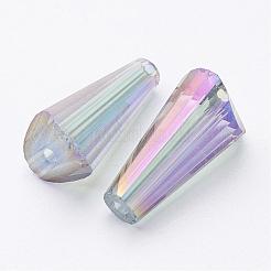 混合ファセット電気めっきコーンガラスビーズ  16x8mm  穴：1.5mm&nbsp;X-EGLA-R014-M