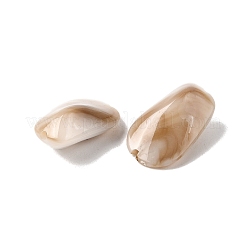 不透明なアクリルビーズ  天然石風  ナゲット  ツートン  多面カット  淡い茶色  24.5x14.5x10.5mm  穴：1.6mm  322個/ 500g&nbsp;OACR-D320-03D