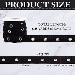 6.25 Yards Cotton Ribbon with Silver Color Plated Eyelets&nbsp;OCOR-BC0006-75C