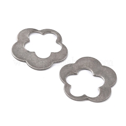 変色しにくい201ステンレススチールリンクリング  花  ステンレス鋼色  22.5x23x1mm  穴：11.5x15mm&nbsp;STAS-K217-21