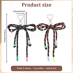 2Pcs 2 Colors Acrylic & Polyester Bowknot Pendant Decorations&nbsp;HJEW-GF0001-61