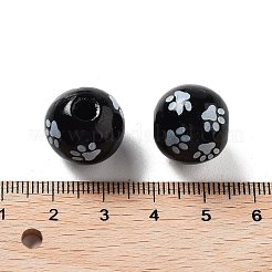 犬をテーマにした木製ビーズ  犬の足  ブラック  15.5x14.5mm  穴：4mm&nbsp;WOOD-M011-05A-02