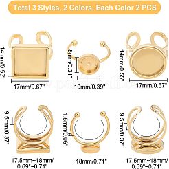 12Pcs 6 Styles 304 Stainless Steel Cuff Pad Ring Settings&nbsp;STAS-UN0023-33