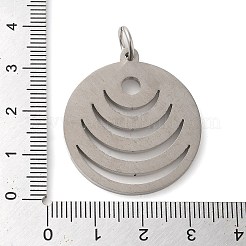 変色しない304ステンレススチールペンダント  丸カン付き  フラットラウンド  ステンレス鋼色  33x29.5x2mm  穴：5.5mm&nbsp;STAS-C086-05C-P