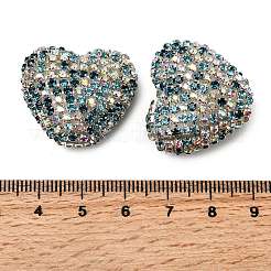 Sparkling Acrylic Heart Beads with Rhinestone Embellishment&nbsp;OACR-NH0001-02B-03