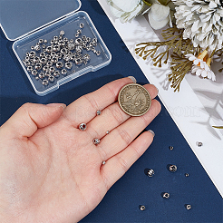 100個5スタイル真鍮ビーズ  ラウンド  多面カット  プラチナ  2.5~6mm  穴：1.2~2.2mm  20個/スタイル&nbsp;KK-PH0013-92