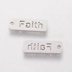 304ステンレススチールペンダント5個  インスピレーションを与えるメッセージペンダント  単語の信仰を持つ矩形  ステンレス鋼色  17x6x1mm  穴：1.5mm&nbsp;STAS-FS0001-04P