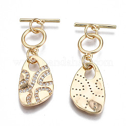 Brass Micro Pave Clear Cubic Zirconia Toggle Clasps&nbsp;KK-S356-308-NF