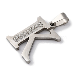 ステンレスペンダント201個  ラインストーン付き  文字L  文字k  27x21x2mm  穴：6x3mm&nbsp;STAS-Q342-53P-K