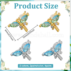 4 Pairs 2 Colors Brass Stud Earrings&nbsp;EJEW-GO0002-20