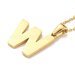 Ion Plating(IP) Initial Letter 304 Stainless Steel Pendant Necklaces&nbsp;NJEW-M199-01G-W