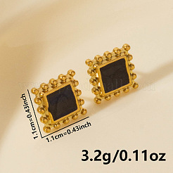 304ステンレススチールスクエアスタッドピアス  ゴールドカラー  11x11mm&nbsp;YJ7364-3