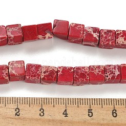 ナチュラルインペリアルジャスパービーズ連売り  染め  キューブ  暗赤色  6x6x6mm  穴：1.2mm  約54~56個/連  15.1~15.3インチ（38.5~39cm）&nbsp;G-I248-02-04