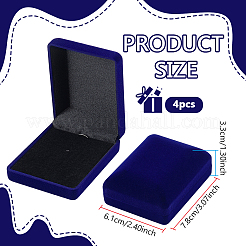 ベルベットのブローチのパッケージボックス  長方形  ミッドナイトブルー  6.1x7.8x3.3cm&nbsp;CON-WH0086-234B