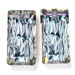 エンボスガラスラインストーンペンダント  長方形  多面カット  ミックスカラー  20x10x5mm  穴：1.6mm&nbsp;GLAA-J101-07B
