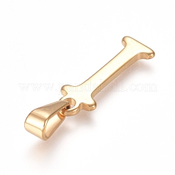 304ステンレスペンダント  ゴールドカラー  頭文字.i  21x7x1.8mm  穴：3x7mm&nbsp;X-STAS-F106-95G-I-01