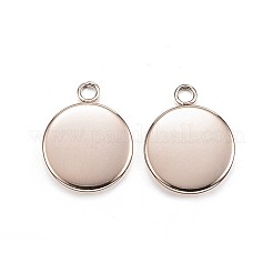 Ion Plating(IP) 304 Stainless Steel Pendant Cabochon Settings&nbsp;X-STAS-G127-13-10mm-RG