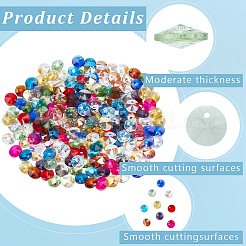 200個のガラスチャーム  多面カット  コーン  ミックスカラー  8x4mm  穴：1~1.2mm&nbsp;RGLA-SP0001-03C
