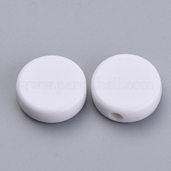 不透明なアクリルビーズ  フラットラウンド  ホワイト  15x4mm  穴：1.5mm&nbsp;X-SACR-S300-12B-01