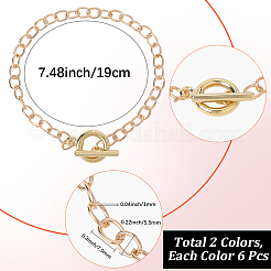 12Pcs 2 Colors Alloy Cable Chain Bracelets for Women Men&nbsp;BJEW-SC0001-60