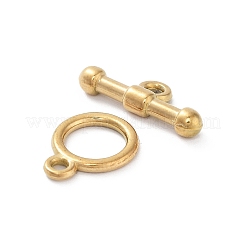 イオンプレーティング(IP) 304 ステンレススチール リング トグル クラスプ  18KGP本金メッキ  13x10x1.5mm  穴：1.6mm  バー：7x17x3.5mm  穴：1.8mm&nbsp;X1-STAS-A092-09G-G