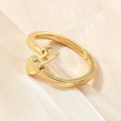 女性用真鍮カフリング  文字L  文字h  内径：15.6mm&nbsp;RJEW-U044-Y