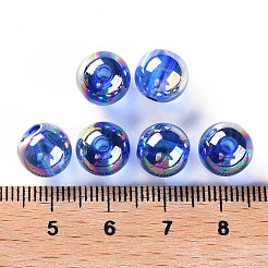 透明なアクリルビーズ  ABカラーメッキ  ラウンド  ブルー  10x9mm  穴：2mm  約355個/189g&nbsp;LS-MACR-S370-B10mm-750