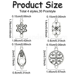 120Pcs 4 Styles Tibetan Style Alloy Links/Connectors&nbsp;TIBE-YW0002-09