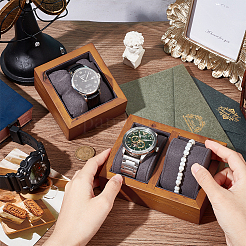 長方形の木製ブレスレット時計ディスプレイスタンド  枕  写真の小道具  ゴールデンロッド  9.7x9.1x4.95cm&nbsp;ODIS-WH0030-38