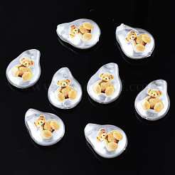 3dプリントABSプラスチックイミテーションパールビーズ  クマと涙  ナバホホワイト  20x15x6mm  穴：1.4mm&nbsp;KY-S163-422