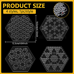 アクリル刺繍テンプレート1セット  六角  123x105x3mm  4個/セット&nbsp;AJEW-BC0007-79B