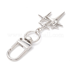 スター合金ペンダント装飾  スイベルクラスプチャーム  バックパックのキーホルダーの装飾品  プラチナ  63mm&nbsp;HJEW-JM02029-01