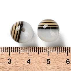 オペーク樹脂ビーズ  縞模様の丸いビーズ  ホワイト  11.5x12mm  穴：2mm&nbsp;RESI-U009-04A