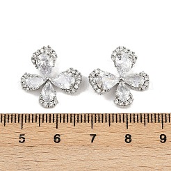 真鍮製マイクロパヴェキュービックジルコニアペンダント  蝶  プラチナ  14.5x17x6mm  穴：5.5x2mm&nbsp;KK-H078-26P