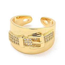 Clear Cubic Zirconia Belt Shape Wide Open Cuff Ring&nbsp;RJEW-L121-010G
