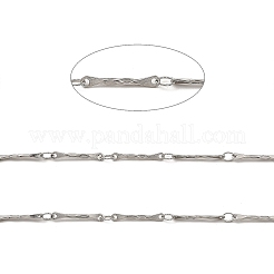 変色しにくい304ステンレススチール製ボーンリンクチェーン  ハンダ付け  テクスチャ  スプールで  ステンレス鋼色  14.5x1x1mm  リング：2mm  約10m /ロール&nbsp;CHS-G025-15P