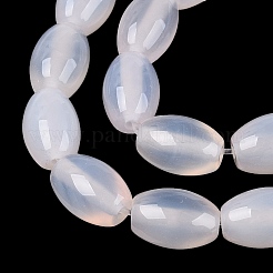 天然石瑪瑙ビーズ連売り  染め  ライス  ホワイトスモーク  11.5~12.5x7.5~8.5mm  穴：1~1.2mm  約31~33個/連  14.57~15.35インチ（37~39cm）&nbsp;G-N362-18A-10