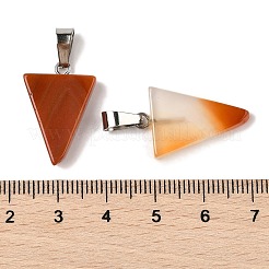 天然赤瑪瑙のペンダント  201ステンレススチール製金具付き  三角形  24x15x5mm  穴：3x7.5mm&nbsp;G-B127-04P-15