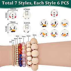 Christmas Printed Wood European Beads&nbsp;WOOD-PH0003-23