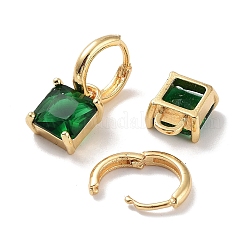 Real 18K Gold Plated Brass Rectangle Dangle Hoop Earrings&nbsp;EJEW-L269-047G-01
