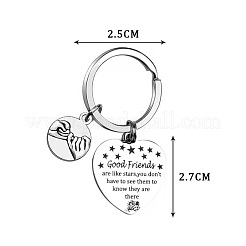 ステンレススチール製ハートレタリングペンダントキーホルダー4個  親友の卒業祝いのギフトに  ステンレス鋼色  5.2cm&nbsp;KEYC-UN0001-19