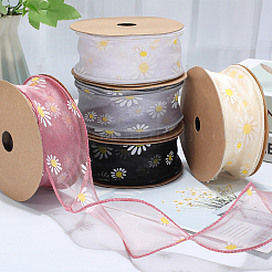 Daisy Pattern Polyester Ribbon&nbsp;OCOR-WH20003-36A