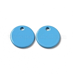 スプレー塗装された201ステンレススチールチャーム  フラットラウンドのチャーム  ミックスカラー  8.5x1mm  穴：1mm&nbsp;STAS-G304-21