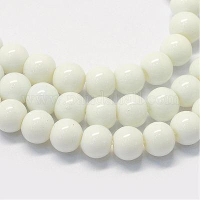 ベーキングラウンドプリントガラスビーズ連売り  雪  6.5mm  穴：1.5mm  約135~140個/連  31.8インチ&nbsp;DGLA-Q020-6mm-01-1