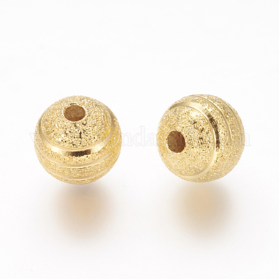 Brass Textured Beads&nbsp;KK-B208-G-1