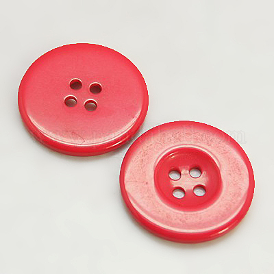 樹脂ボタン  染め  フラットラウンド  レッド  30x3mm&nbsp;RESI-D033-30mm-03-1