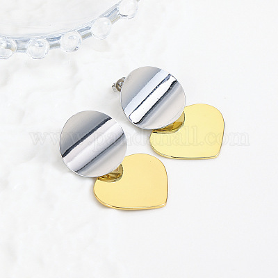 Brass Dangle Stud Earrings&nbsp;EJEW-S262-04GP-1