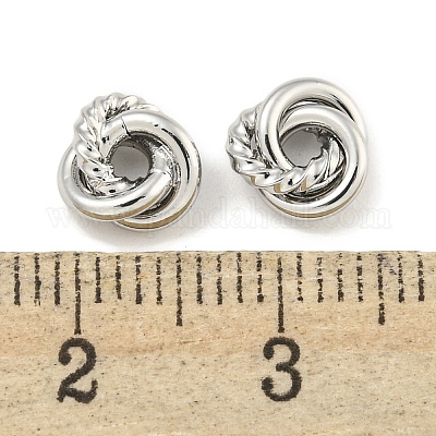 真鍮ビーズ  カドミウムフリー＆ニッケルフリー＆鉛フリー  三位一体の結び目  プラチナ  7x7x3mm  穴：1.8mm&nbsp;KK-Q820-40P-1
