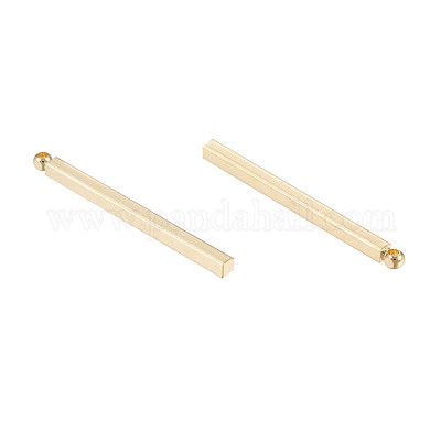真鍮チャーム  ラックめっき  長方形  ライトゴールド  30x2x2mm  穴：1mm&nbsp;KK-D510-02KCG-1