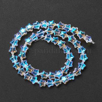透明なガラスビーズ連  スター  クリアAB  8~8.5x8~8.5x3.5~4mm  穴：1mm  約50個/連  14.25~15.35インチ（36.2~39cm）&nbsp;GLAA-F112-02I-1